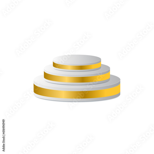 realistic 3d stand podium isolated on white. round stage showcase. mockup product display. pedestal podium. white podium. 