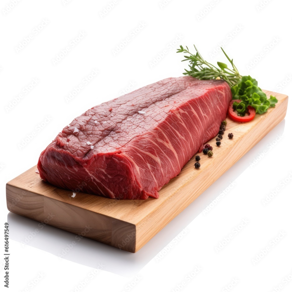 Beef flank meat isolated on white background. Generative AI Beef flank meat isolated on white background. Generative AI