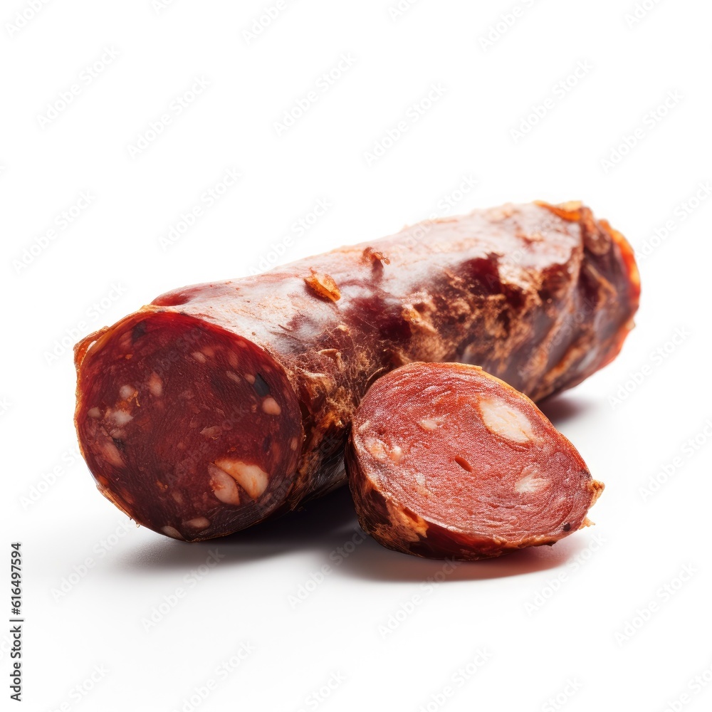 Chorizo meat isolated on white background. Generative AI Chorizo meat isolated on white background. Generative AI