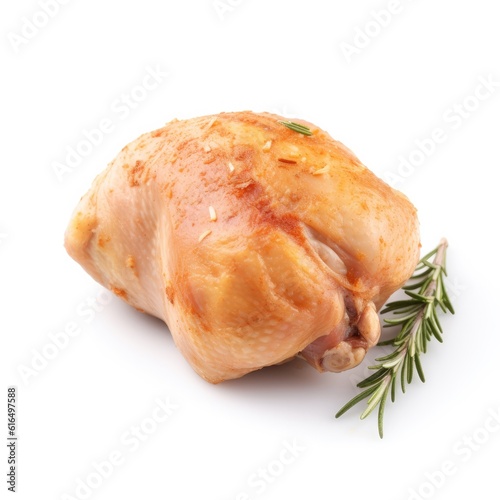 Chicken thigh meat isolated on white background. Generative AI