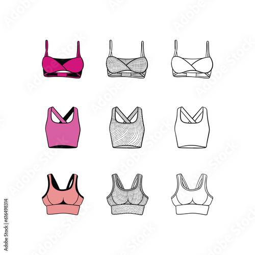 Set of Woman Bra icon design  illustration template vector  suitable for your company