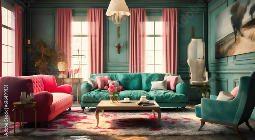 grey and pink living room © Nilima