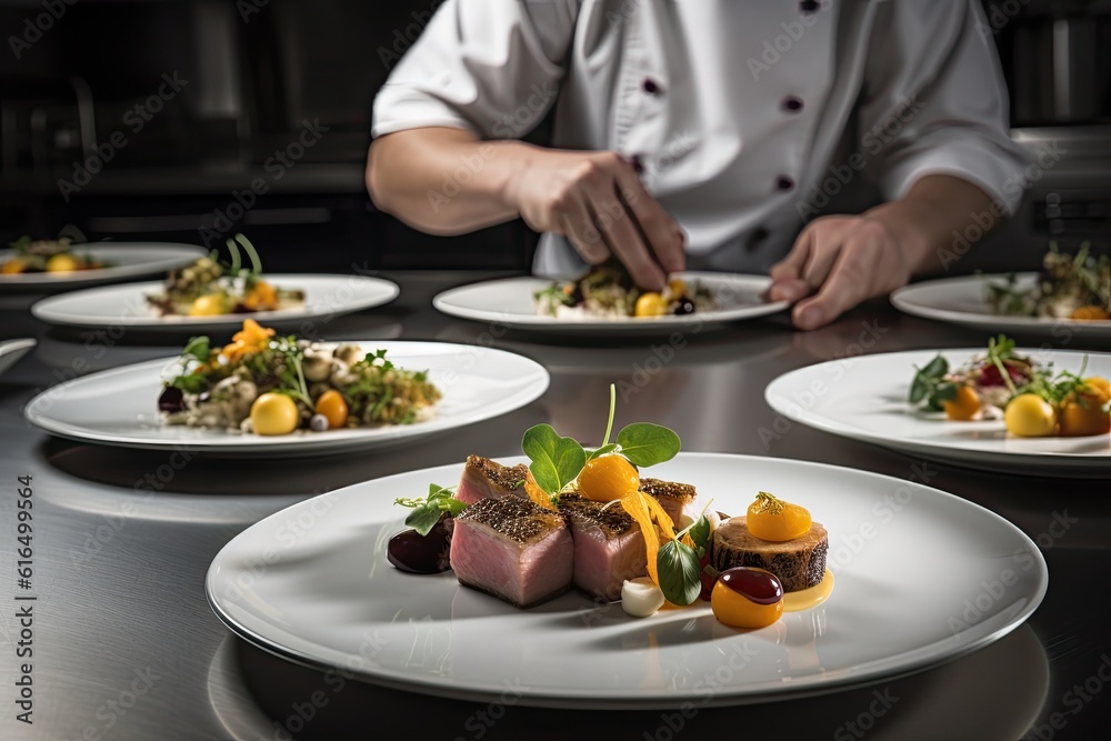 AI GENERATIVE, fine dining plating AI GENERATIVE, fine dining plating