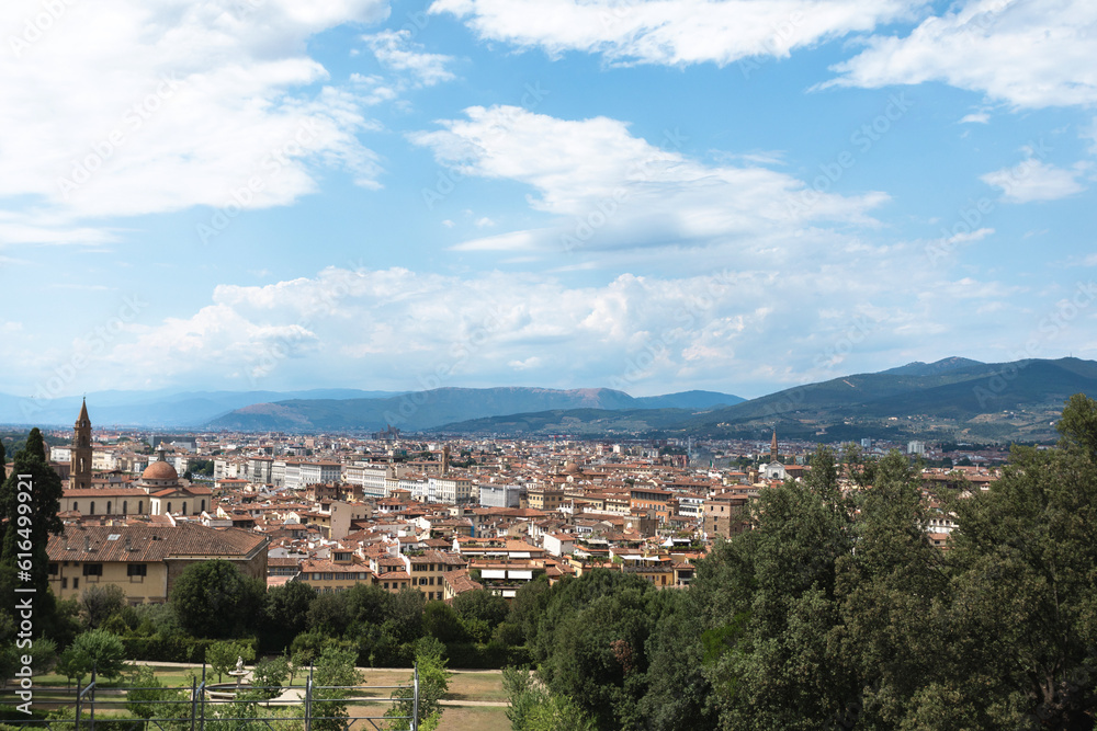 Panoramic view of Florence city from the terrace in the Pitti Palace