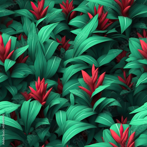 Plants cute seamless repeat cartoon pattern 3d 