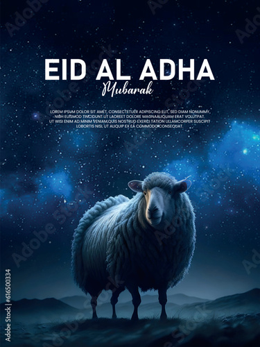 Sheep Islamic flyer template on colorful background