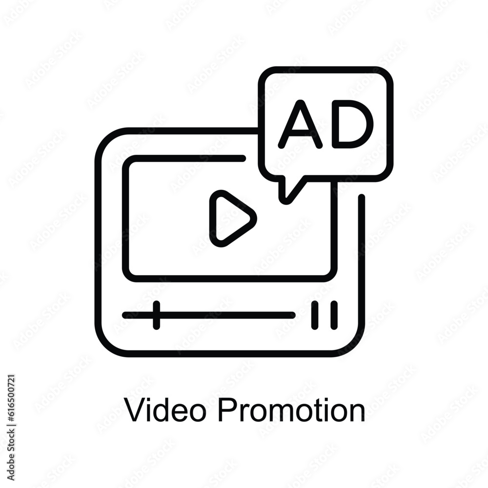 Video Promotion Outline Icon Design illustration. Digital Marketing Symbol on White background EPS 10 File Video Promotion Outline Icon Design illustration. Digital Marketing Symbol on White background EPS 10 File