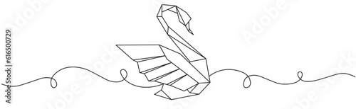 Line art vectorillustration of a swan origami