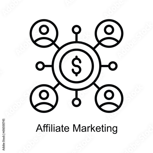 Affiliate Marketing Outline Icon Design illustration. Digital Marketing Symbol on White background EPS 10 File