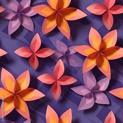 Flowers colorful collage 3d seamless repeat pattern 