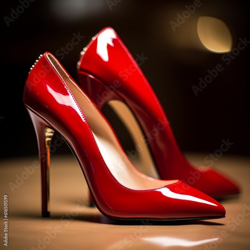 luxury pair of red high heels photo