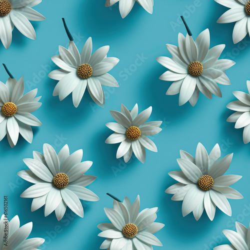 Flowers colorful collage 3d seamless repeat pattern 