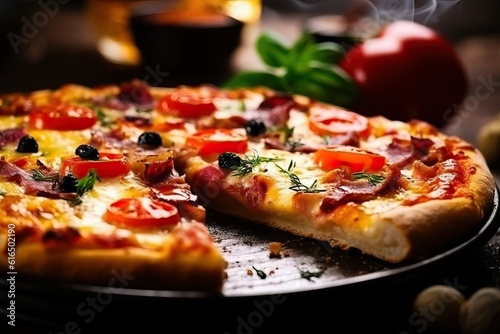 Italian Pizza with Assorted Toppings  Delicious Combination of Fresh Ingredients on a Crispy Crust