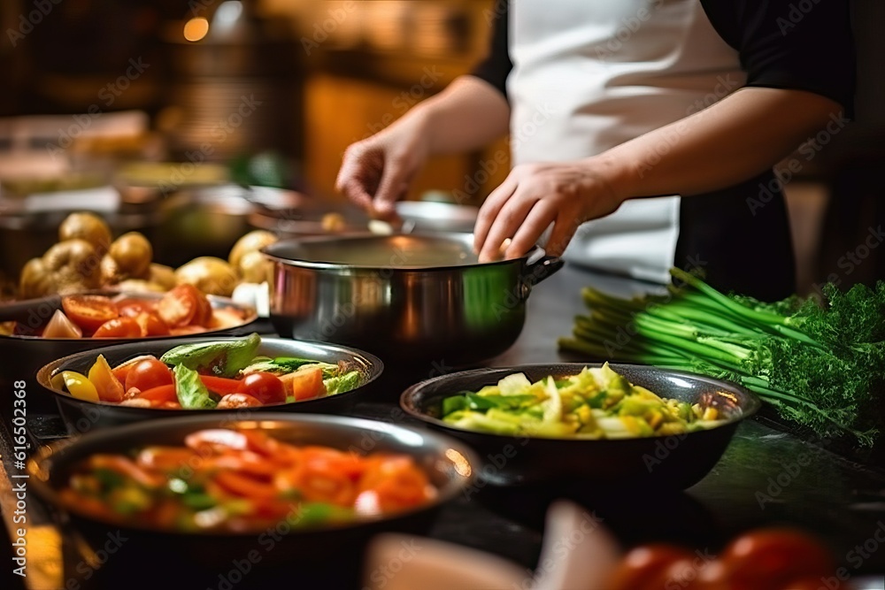 Chef's Hand Artfully Preparing a Gourmet Dish, a Captivating Image of Precision and Creativity in the Culinary World Chef's Hand Artfully Preparing a Gourmet Dish, a Captivating Image of Precision and Creativity in the Culinary World