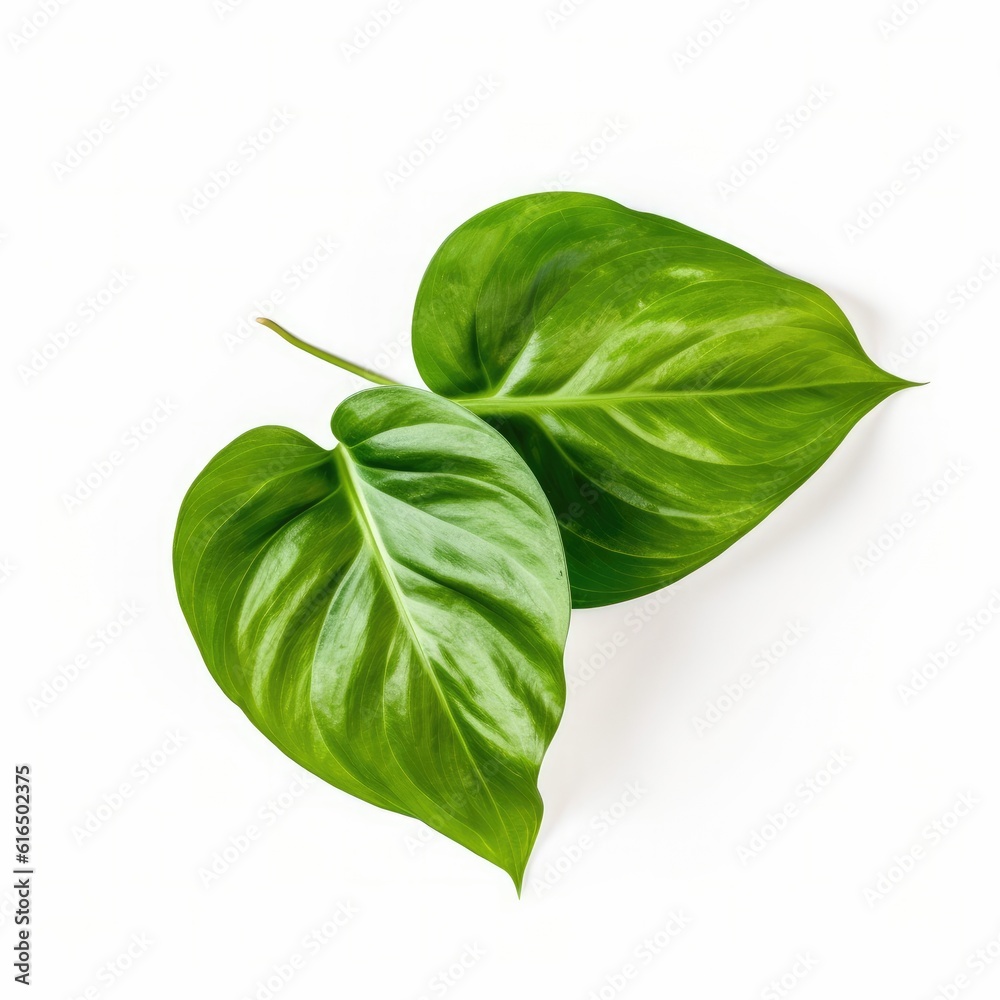 Pothos leaf isolated on white background. Generative AI Pothos leaf isolated on white background. Generative AI