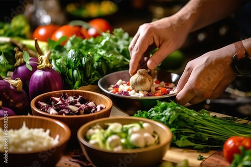 Chef's Hand Artfully Preparing a Gourmet Dish, a Captivating Image of Precision and Creativity in the Culinary World