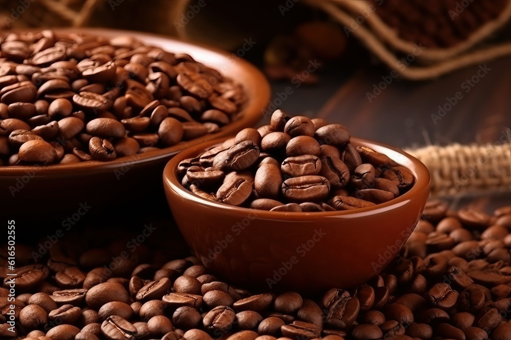 Coffee bean in a bowl, coffee background