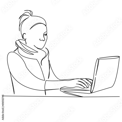 girl working at the computer