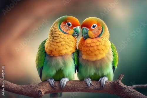 Cute lovebird couple bird background generated by AI © Resi