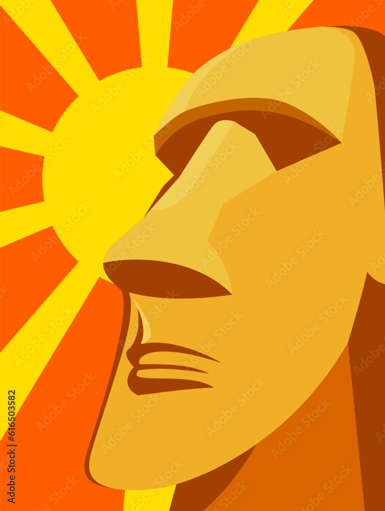 Vecteur Stock ancient rock head and face poster design, rock emoticon