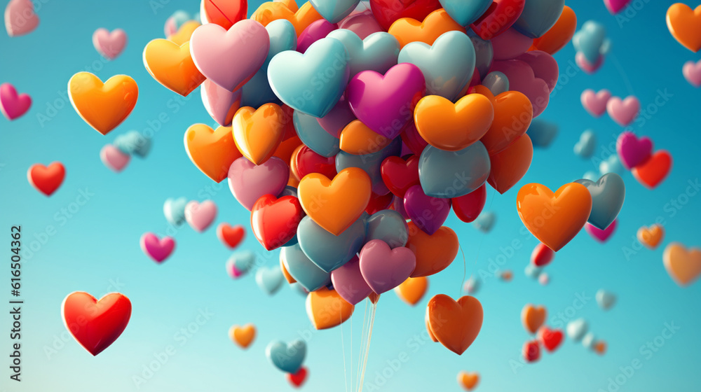 Colorful Heart Shape Balloons. Embracing Joy and Celebration