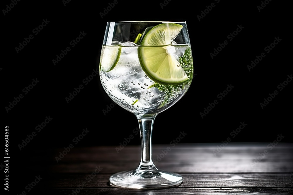 Gin and tonic with lime, cocktail (Ai generated)