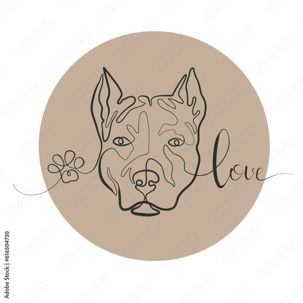 Love pitbull - black and white vector logo Love pitbull - black and white vector logo
