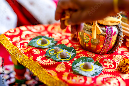 Indian Hindu wedding rituals hands close up