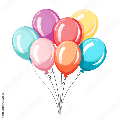 Cute Cartoon Colorful Glowing Pastel Balloon for Birthday Party and Celebration in Vector