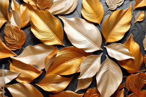 golden leaves created by paper art