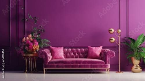 A touch of modern pink sofa  Generative AI.