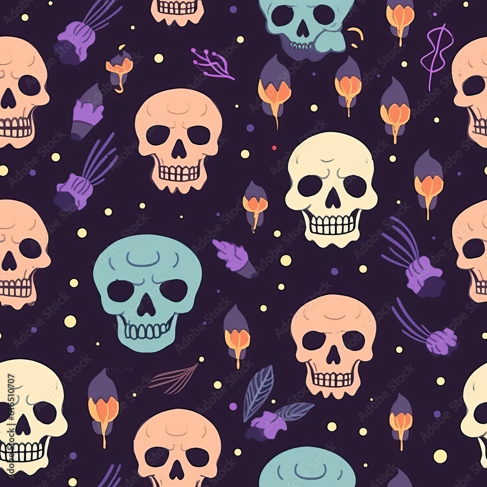 Pastel goth skull cute witchy magical seamless repeat pattern
Pastel goth skull cute witchy magical seamless repeat pattern