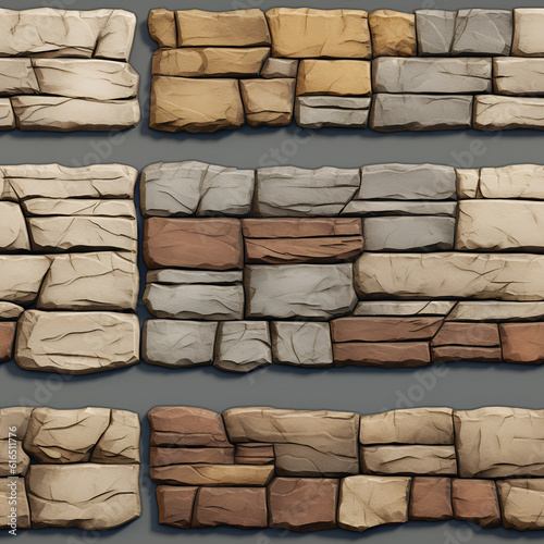 **videogame development texture, stone trim sheets that placed horizontally in continuous strips, photorealism --tile --style raw --q 2** - Image #1 <@619406421808906240> photo