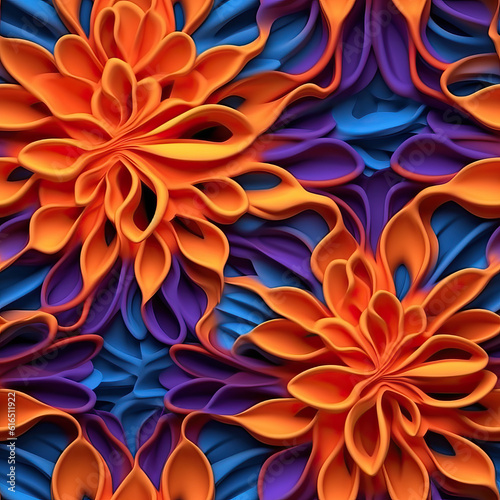 Colorful abstract 3d seamless repeat futuristic pattern