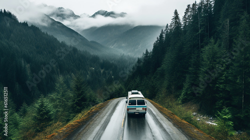 Van car mountain road in the mountains © EmmaStock