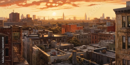Panoramic view of a big city (Generative AI)
