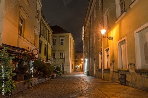 Zabytki Krakowa w nocy 