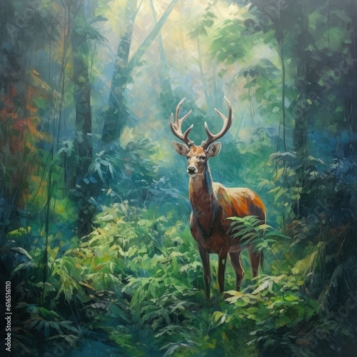 deer in the forest. generative AI. © andrenascimento