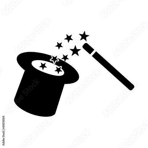 magic wand icon, magic hat icon vector logo template