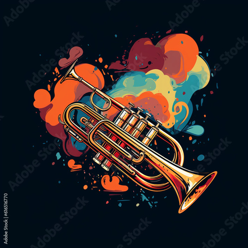 illustration of a retro style trumpet