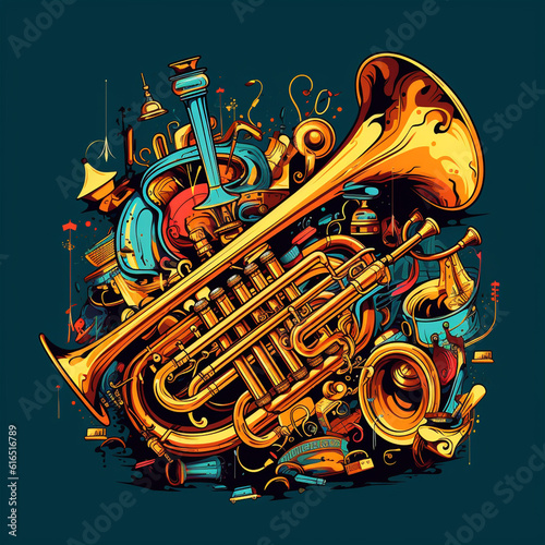 illustration of a retro style trumpet