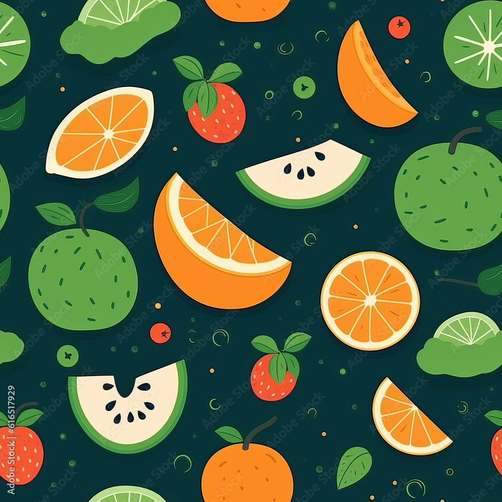 Fruits seamless repeat cartoon pattern Fruits seamless repeat cartoon pattern