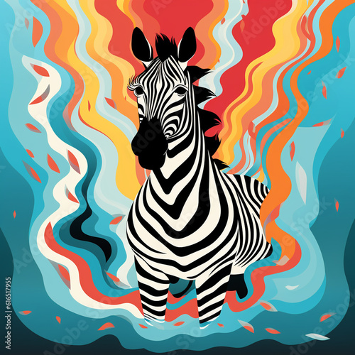 illustration of a zebra in retro style
