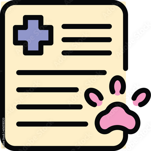 Veterinary clinic medical report icon. Outline Veterinary clinic medical report vector icon for web design isolated on white background color flat
