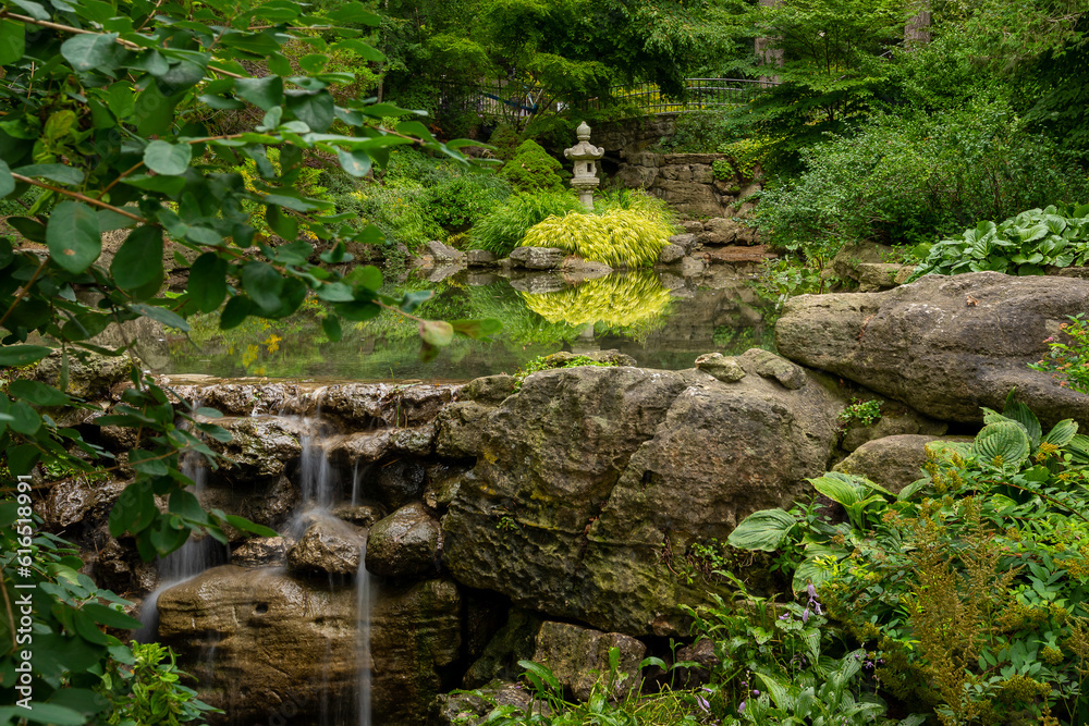 Cascade Waterfall and Pond in a Park- Summer Afternoon - High Park - Toronto, Ontario, Canada
