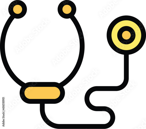Veterinary clinic pet stethoscope icon. Outline Veterinary clinic pet stethoscope vector icon for web design isolated on white background color flat