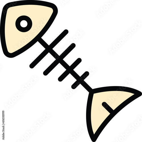 Cat fish bones icon. Outline Cat fish bones vector icon for web design isolated on white background color flat