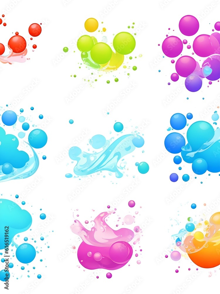set of colorful splashes Generative AI 