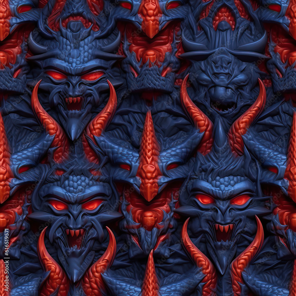 Hellish demonic seamless repeat pattern