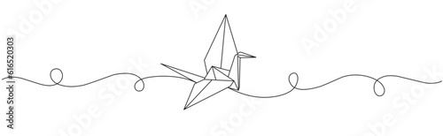 Line art vector illustration of swan origami